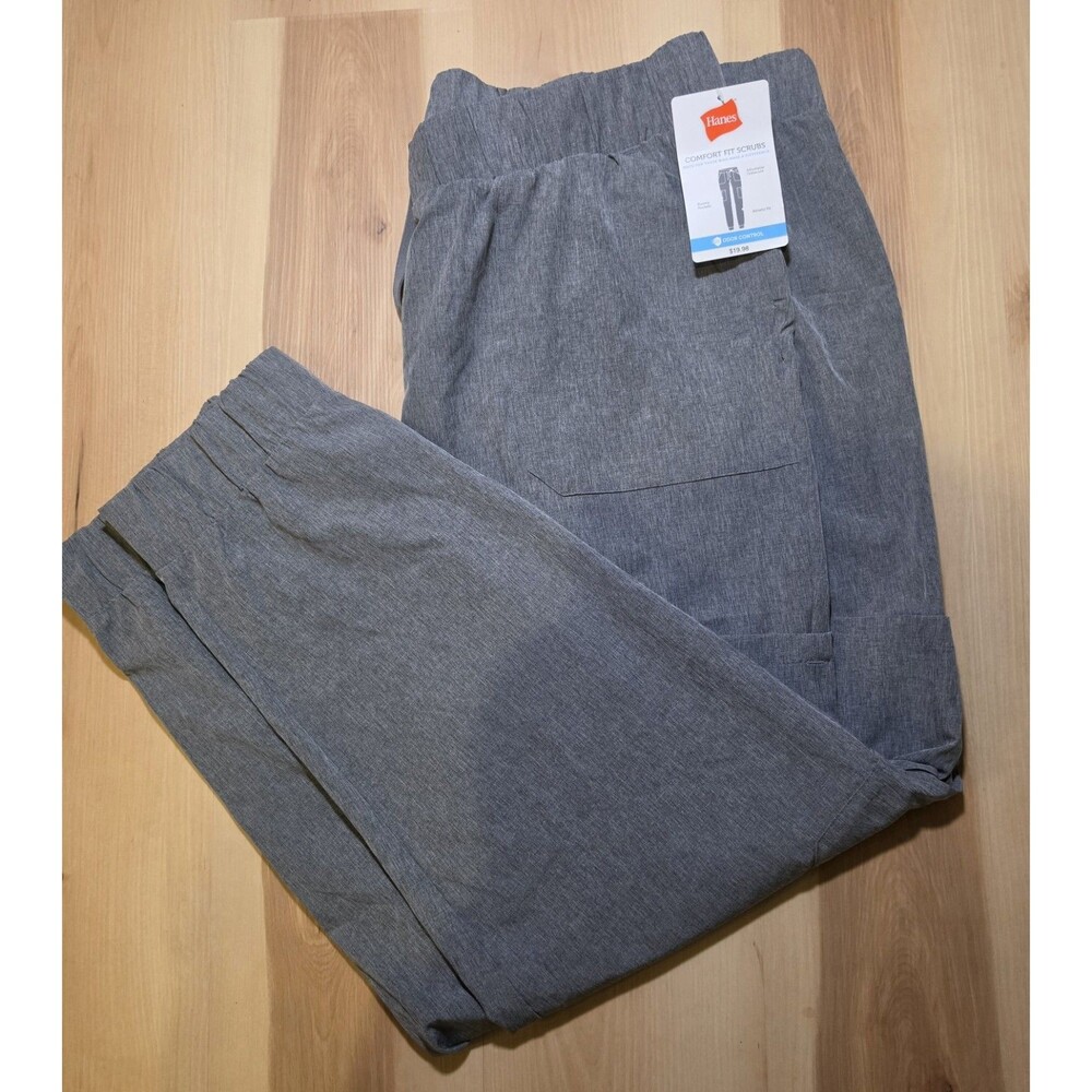 Hanes Comfort Fit Cargo Scrub Jogger Pants Women's 2XL Gray NWT NEW
